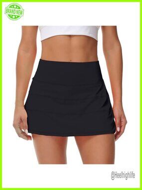 Pleated Tennis Skort with Built-in Shorts & Pockets High Waisted Athletic Golf